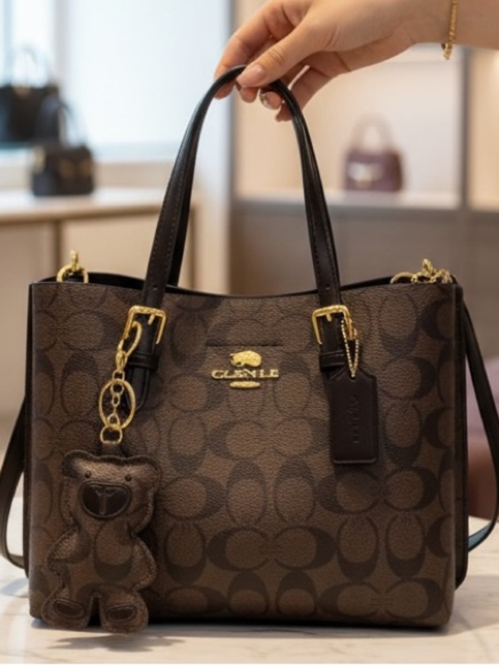 EXCELLENT MASTER QUALITY! “Clenle” BRAND Vegan Leather bag. Bear not included.